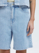 SLFANYA-GRY PLEAT DENIM SHORTS