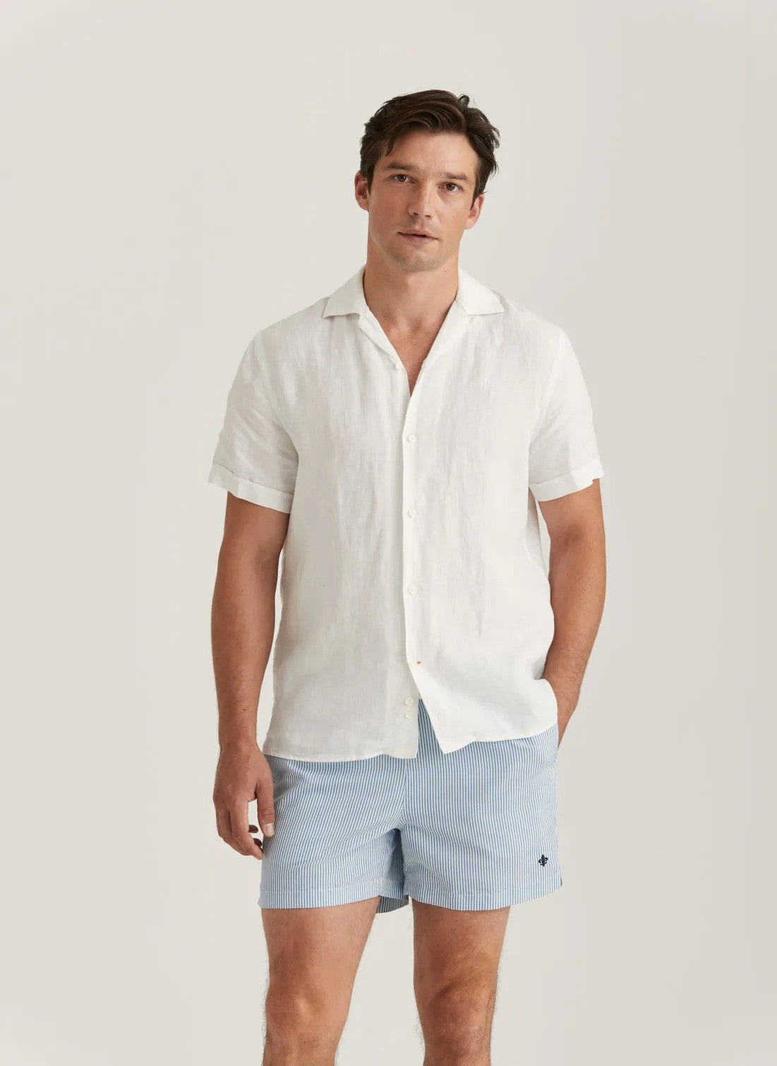 Short sleeve linen shirt classic fit