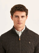 MERINO CABEL ZIP CARDIGAN