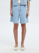 SLFANYA-GRY PLEAT DENIM SHORTS