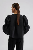 Zoey double pouf sleeve blouse