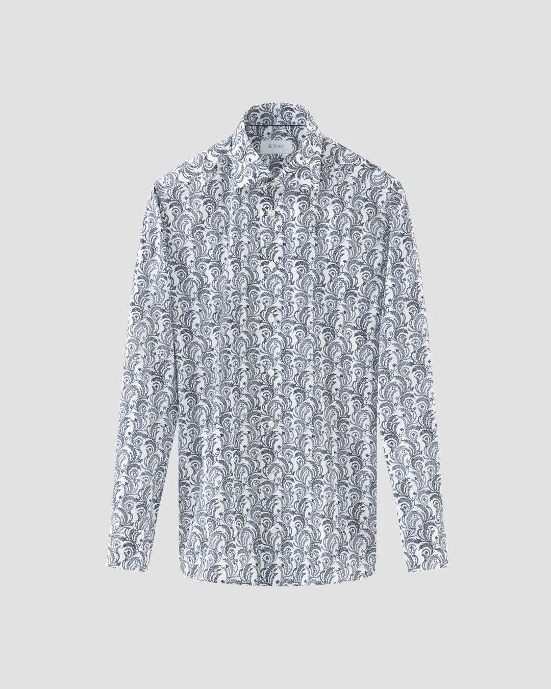 Light blue floral twill shirt, slim