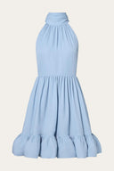 Fern halterneck ruffled mini dress sky