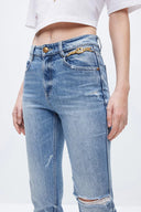 Vintage metallkjede-rippede hamp-jeans